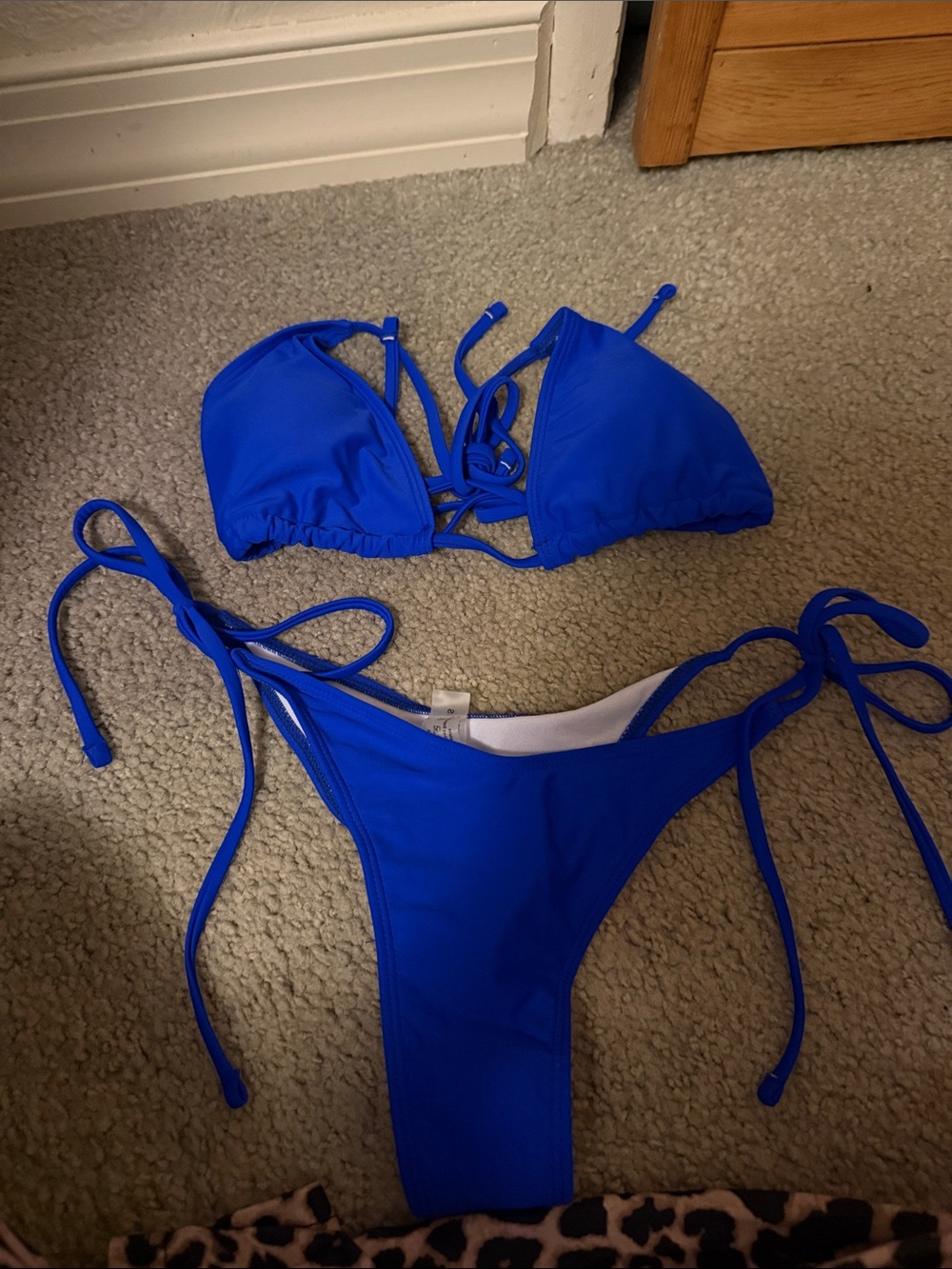 Blue Adjustable Tie-String Kids One Piece Swim Set